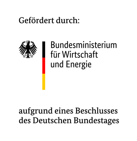 Logo vom Bund mit dem Hinweis: Gefördert durch das Bundesministerium für Wirtschaft und Energie.